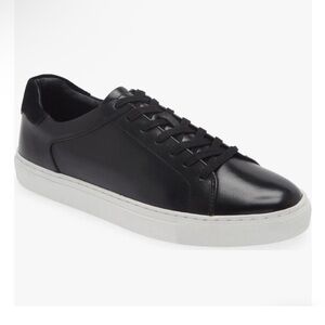 EUC Nordstrom Jace Black Leather Casual‎ Sneakers Men’s Size 8.5M